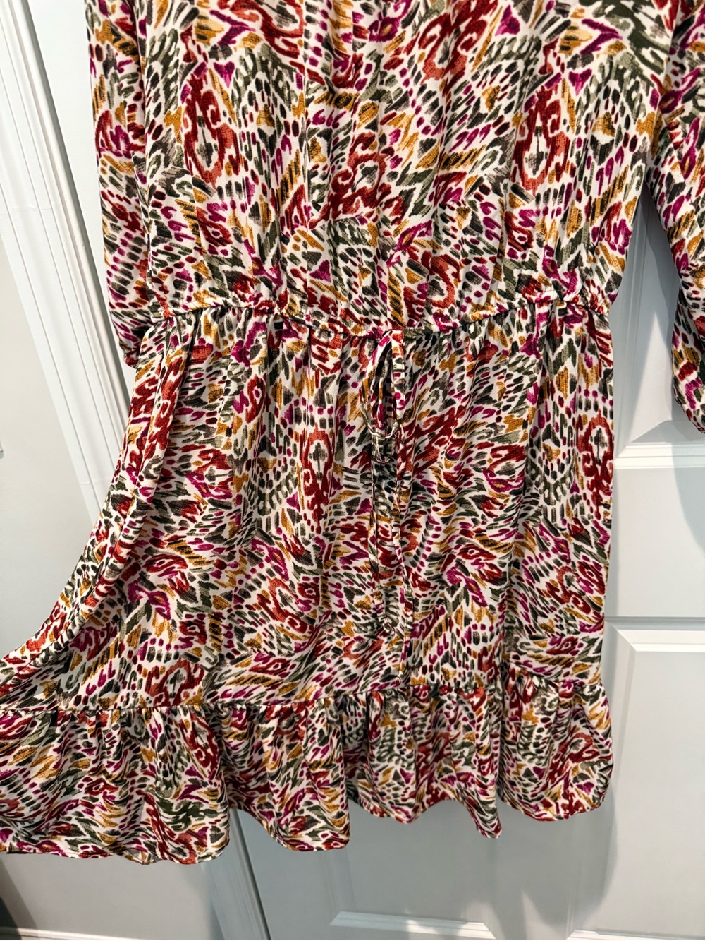 Cato Geometric Print Dress in Pink, Mustard, Olive—Medium - Picture 2 of 7